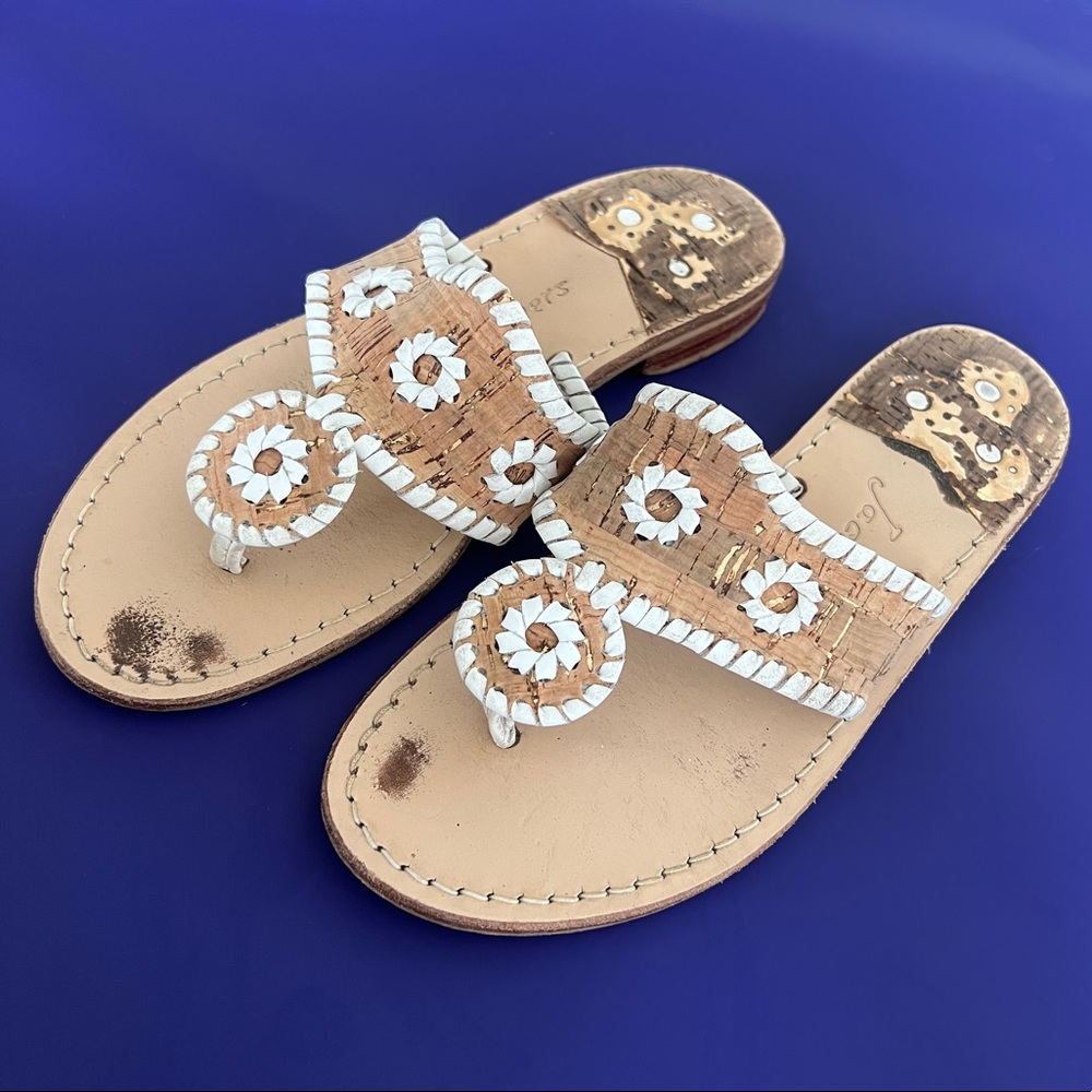 Jack Rogers Napa Valley Sandal White/Cork Sz 6